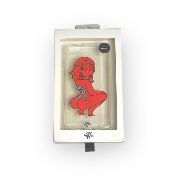 new Valfre ☻︎ Lucy Cherry Bottom ☻ iPhone 6+ 7+ 8+ Clear Case ☻ Artist Drawn - Picture 11 of 15